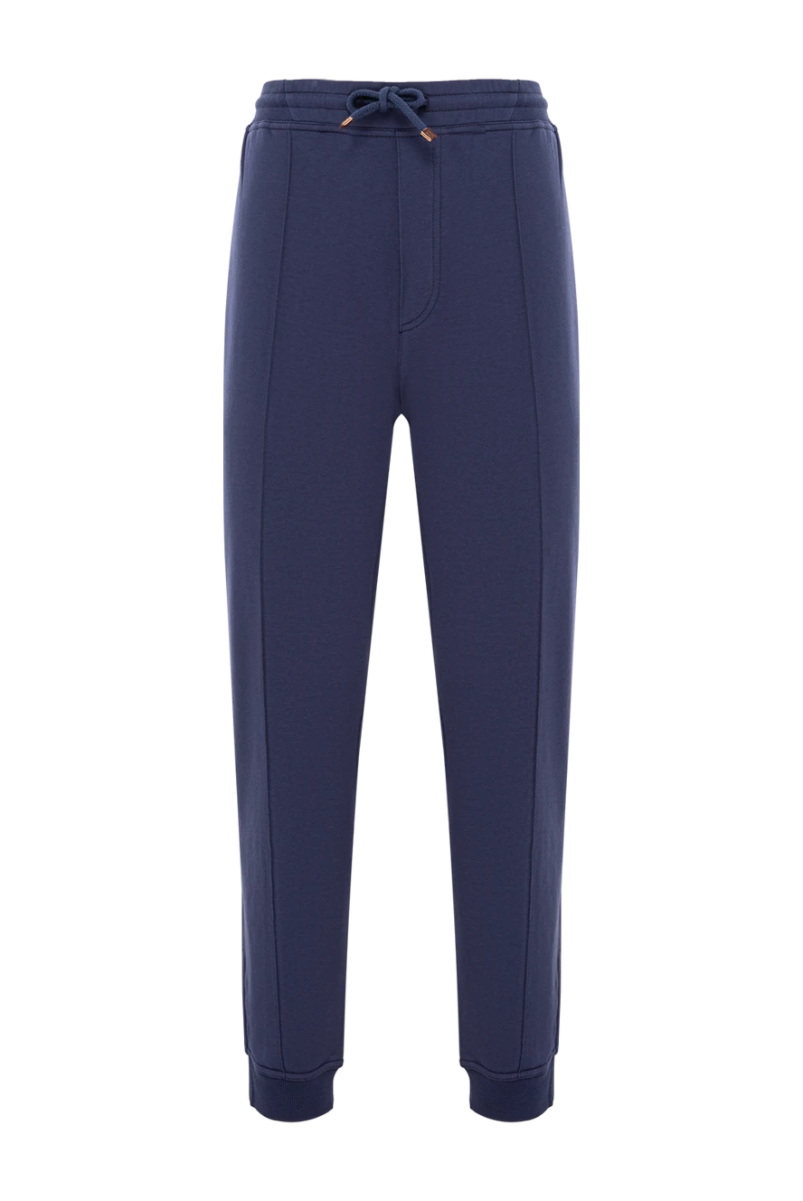 Brunello Cucinelli Dark blue track pants with elastic waistband and drawstrings - 95% cotton, 5% polyamide. drawstring waistband. two side pockets, two back pockets. Country of manufacture: Italy. Care: specialized cleaning - photo 1