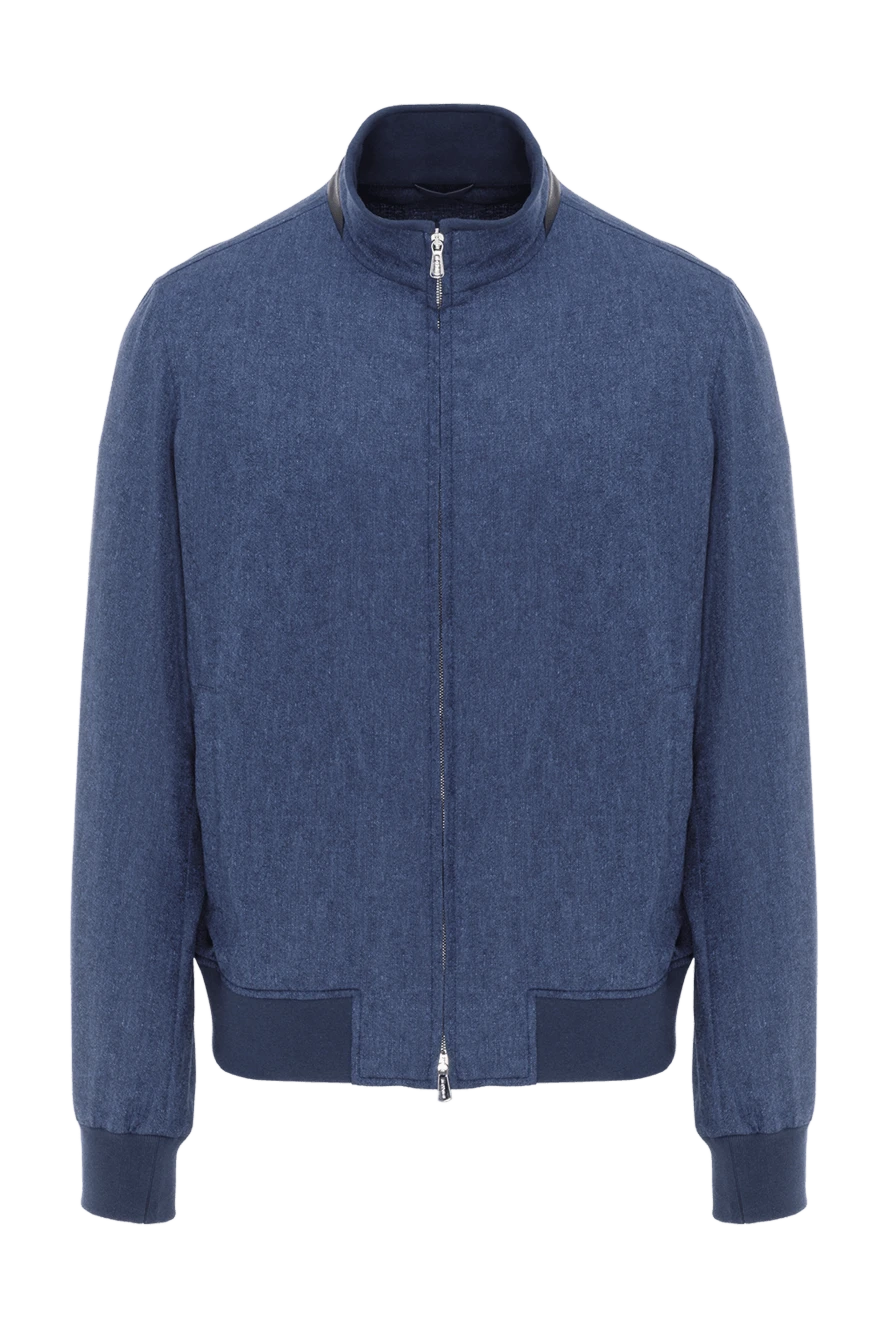 Enrico Mandelli Blue Cashmere Silk Bomber Jacket Men - 52% silk, 48% cashmere. two side pockets. Fastener: zipper. Country of manufacture: Italy. Care: specialized cleaning - photo 1