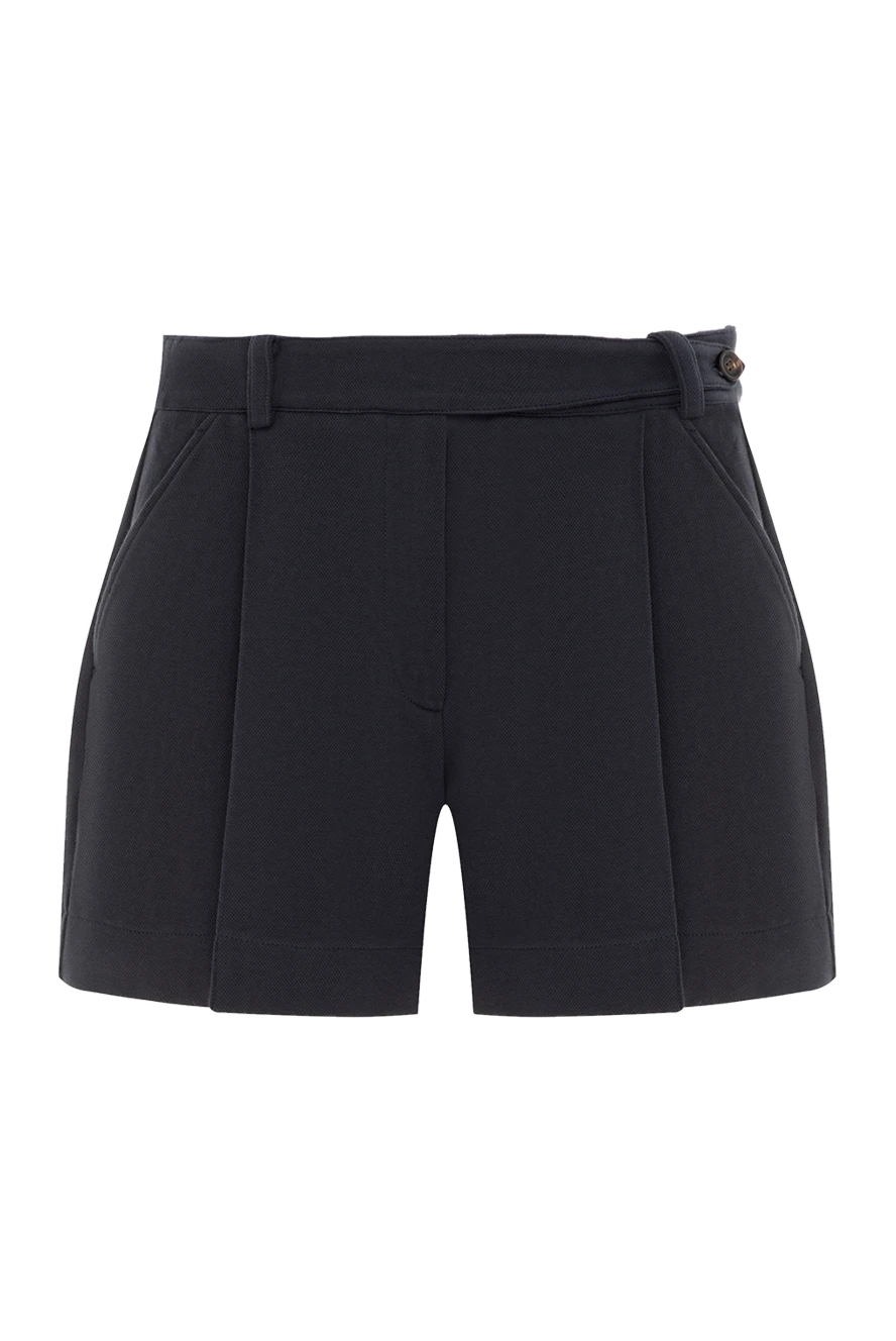 Brunello Cucinelli Шорти Baggy з бавовняного піку сині жіночі - защипи. 93% бавовна, 7% поліамід. гудзик, блискавка. 2 бічні кишені. Країна виробник: Італія. Догляд: спеціалізоване чищення - фото 1