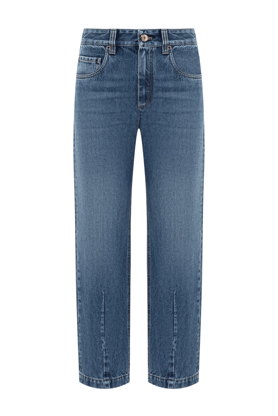 Brunello Cucinelli Штани Loose з деніму Authentic сині жіночі - декоративні шви. 100% бавовна. гудзик, застібка-блискавка . 5 класичних кишень. Країна виробник: Італія. Догляд: спеціалізоване чищення - фото 1