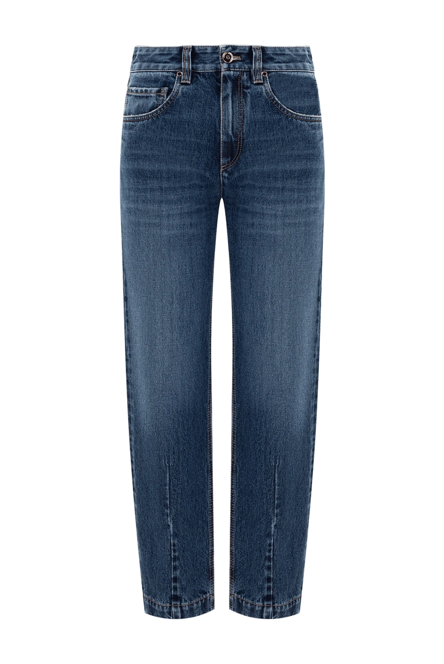 Brunello Cucinelli Штани Loose з деніму Authentic темно-сині жіночі - декоративні шви. 100% бавовна. гудзик, застібка-блискавка . 5 класичних кишень. Країна виробник: Італія. Догляд: спеціалізоване чищення - фото 1
