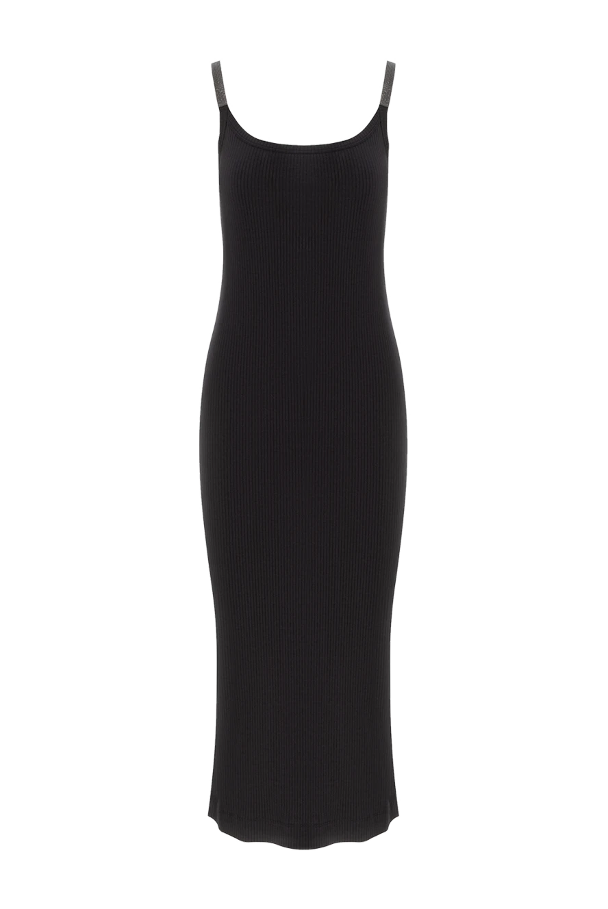 Brunello Cucinelli Tank dress in ribbed stretch cotton jersey with elegant straps - Monil chain. 96% cotton, 4% elastane. Closure: buttons. two side pockets. Country of manufacture: Italy. Care: specialized cleaning - photo 1