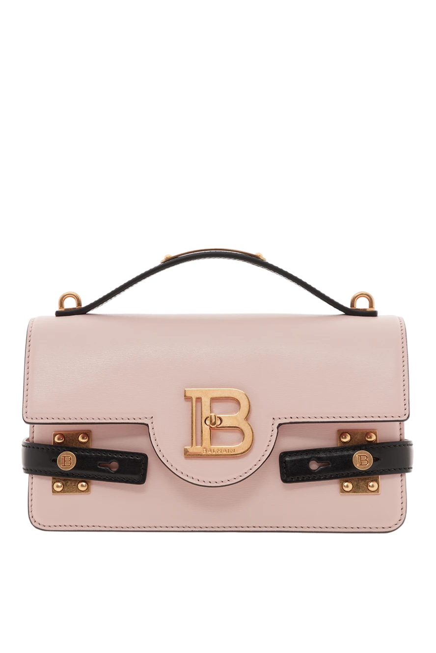 Balmain Сумка B-Buzz 24 из гладкой кожи бежевая - золотистый металлический логотип Balmain. 100% натуральная кожа. Размеры: 24 x 4 x 14,5 см.. Длина ремня: тонкий съемный кожаный плечевой ремень и ручка. держатель для карт и накладной карман внутри. закрывается клапаном с застежкой B-Twist. Страна производитель: Франция. Уход: специализированная чистка - фото 1