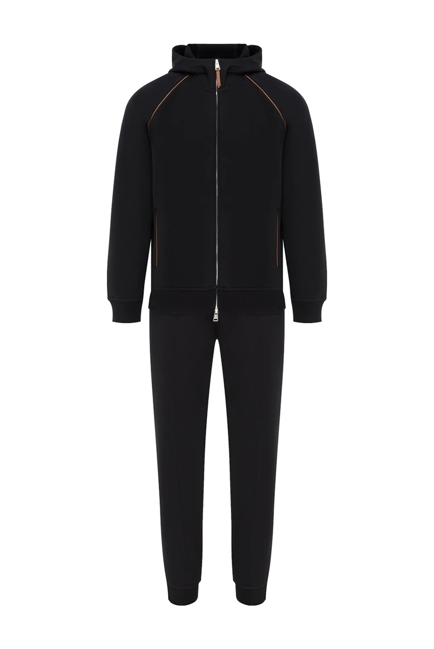 Brunello Cucinelli Спортивний костюм чоловічий бавовняний чорний з капюшоном - логотип бренду. капюшон. 95% бавовна, 5% поліамід. блискавка, куліска. Країна виробник: Італія. Догляд: спеціалізоване чищення - фото 1