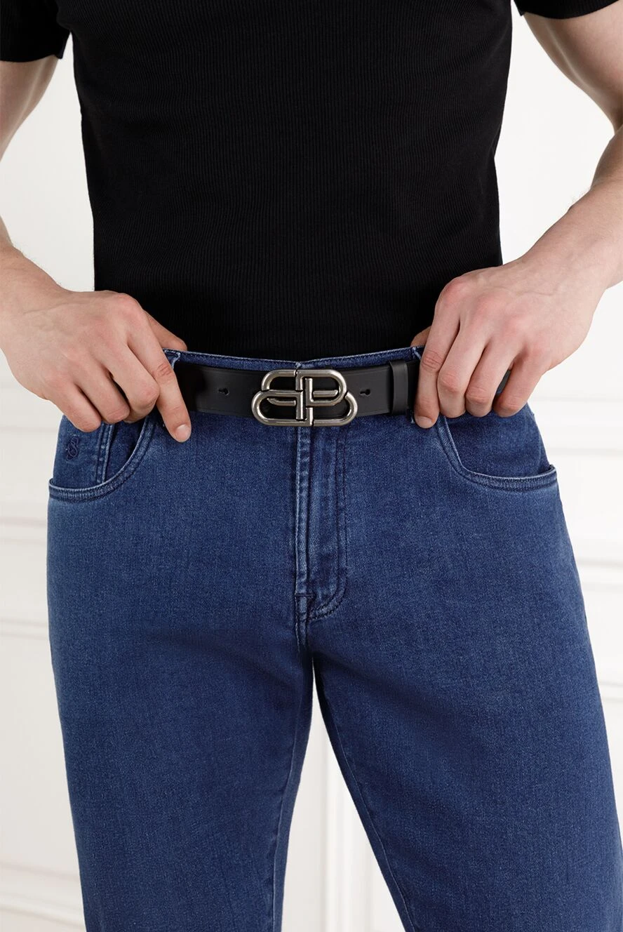 Balenciaga bb large belt in black calfskin 188136 — Men belts and