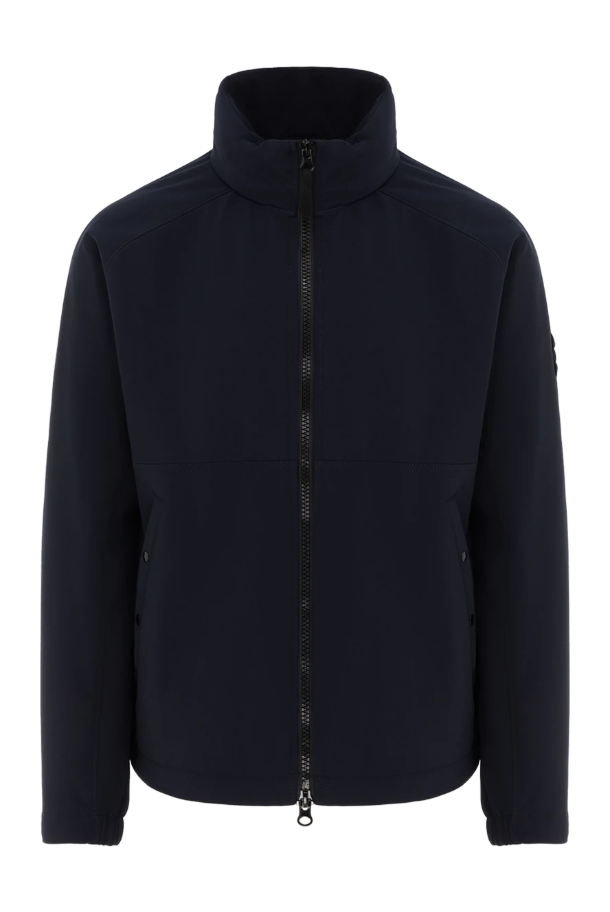 Stone Island Ветро- и водонепроницаемая куртка со скрытым капюшоном синяя мужская - логотип бренда. капюшон. 92% полиэстер, 8% эластан. два боковых кармана. молния. Страна производитель: Италия. Уход: специализированная чистка - фото 1