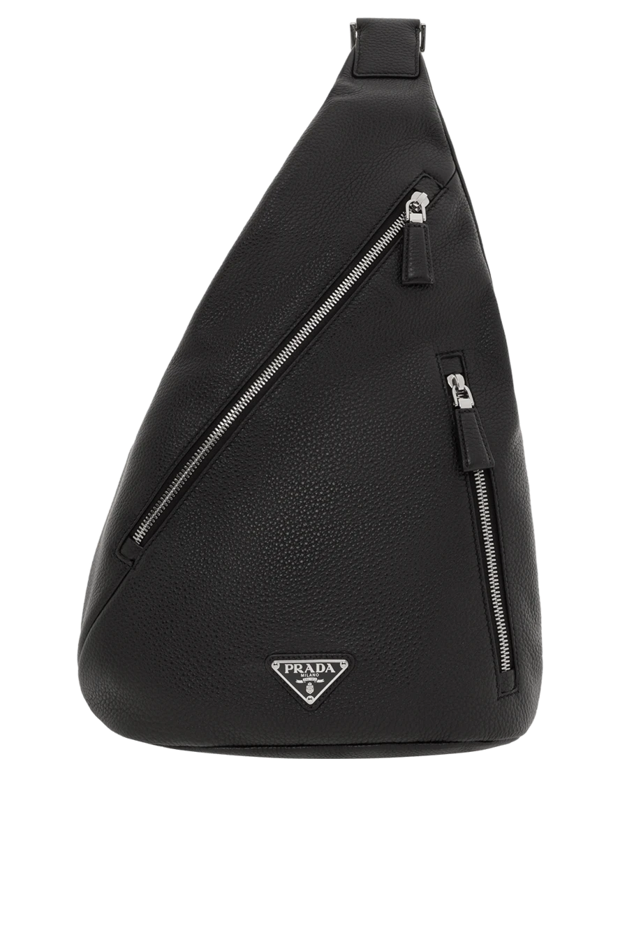 Prada Leather Cross Shoulder Bag Black - brand logo. 100% genuine leather. Dimensions: 47.5 x 26.5 x 10 cm. Strap length: adjustable nylon webbing shoulder strap. Maximum length 85 cm - minimum length 48 cm. two external zipped pockets, internal zipped pocket. Fastener: zipper. Country of manufacture: Italy. Care: specialized cleaning - photo 1