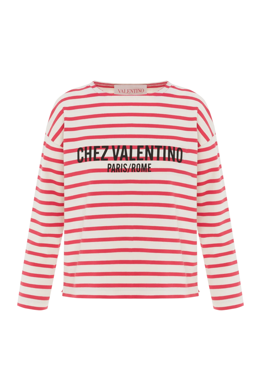 Valentino Chez Print Red Striped Jumper - striped pattern, print. 100% cotton. Country of manufacture: Italy. Care: specialized cleaning - photo 1