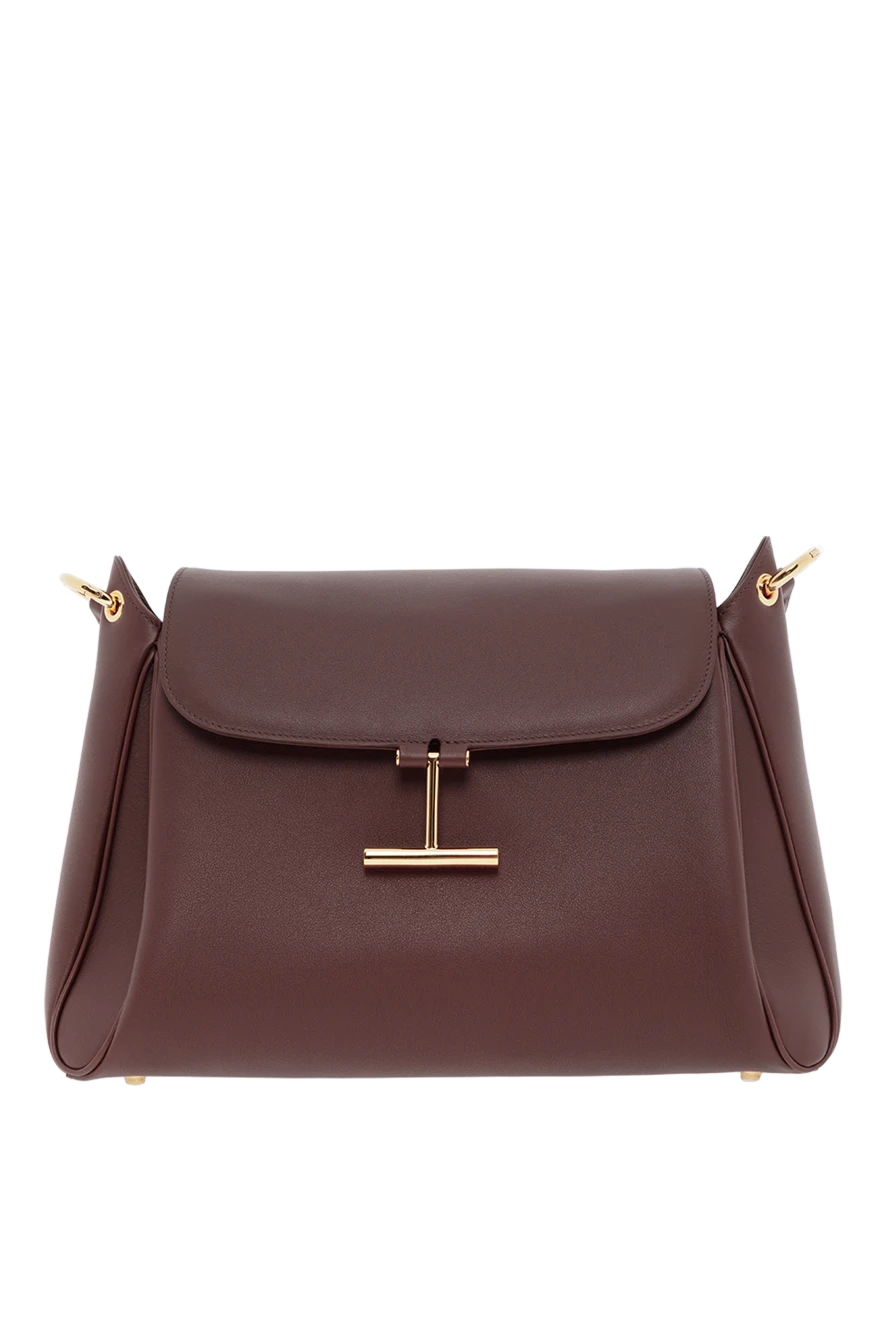 Tom Ford Tara medium bag made of genuine grained leather brown - hanging T-shaped branded fittings. 100% genuine leather. Dimensions: 36.5 X 25 X 12 CM. Belt length: shoulder strap 51 cm. external flat pocket. magnetic clasp. Country of manufacture: Italy. Care: specialized cleaning - photo 1