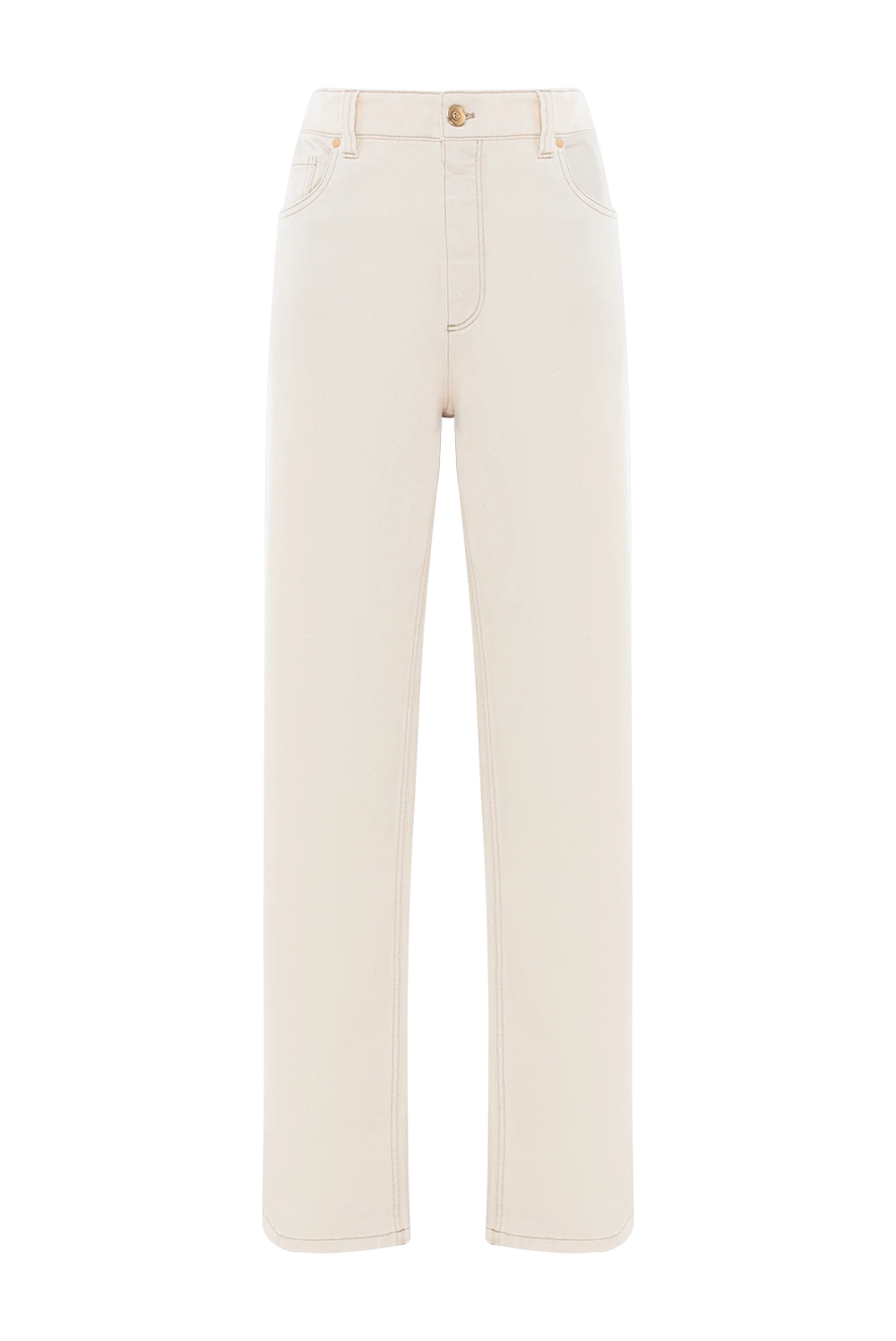 Brunello Cucinelli Білі джинси бавовняні з ланцюжком Моніль жіночі - 99% бавовна, 2% еластан. блискавка, гудзики. п'ять кишень. Країна виробник: Італія. Догляд: спеціалізоване чищення - фото 1