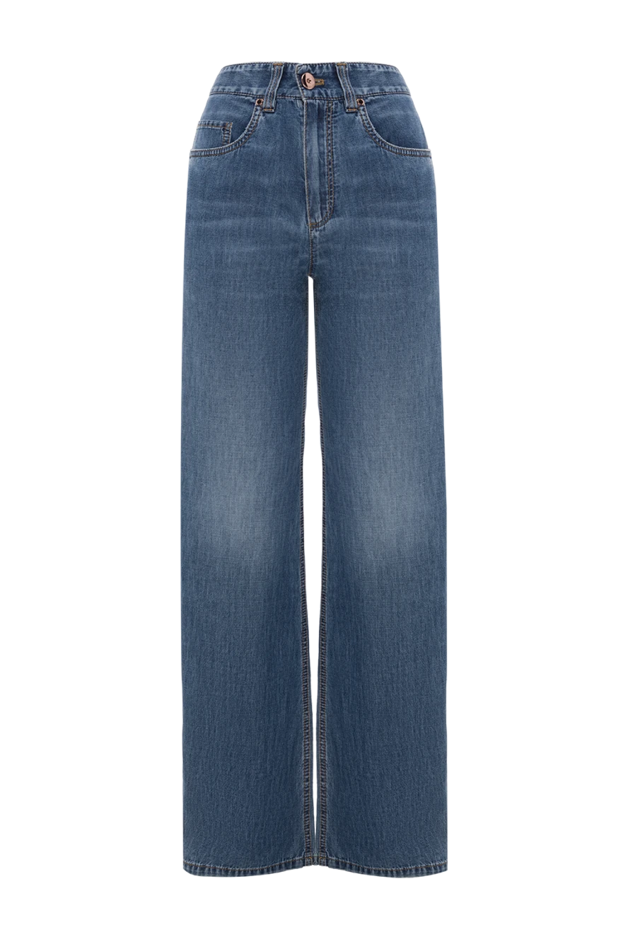 Brunello Cucinelli Women's blue jeans with distressed effect - 100% cotton. zipper, buttons. five pockets. Country of manufacture: Italy. Care: specialized cleaning - photo 1