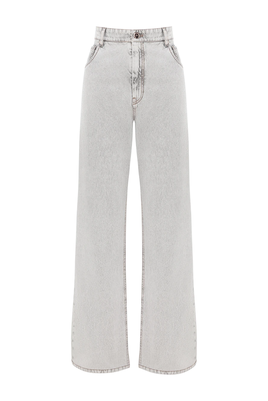 Brunello Cucinelli Light Gray Stone-Washed Jeans for Women - 100% cotton. zipper, buttons. five pockets. Country of manufacture: Italy. Care: specialized cleaning - photo 1