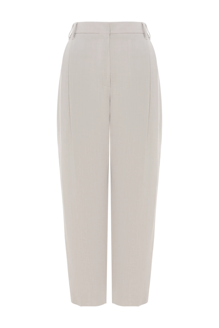 Brunello Cucinelli Loose trousers in viscose-linen twill with Monil chain - Monil chain, tucks. 73% viscose, 27% linen. Fastener: zipper. two side pockets, two back pockets. Country of manufacture: Italy. Care: specialized cleaning - photo 1