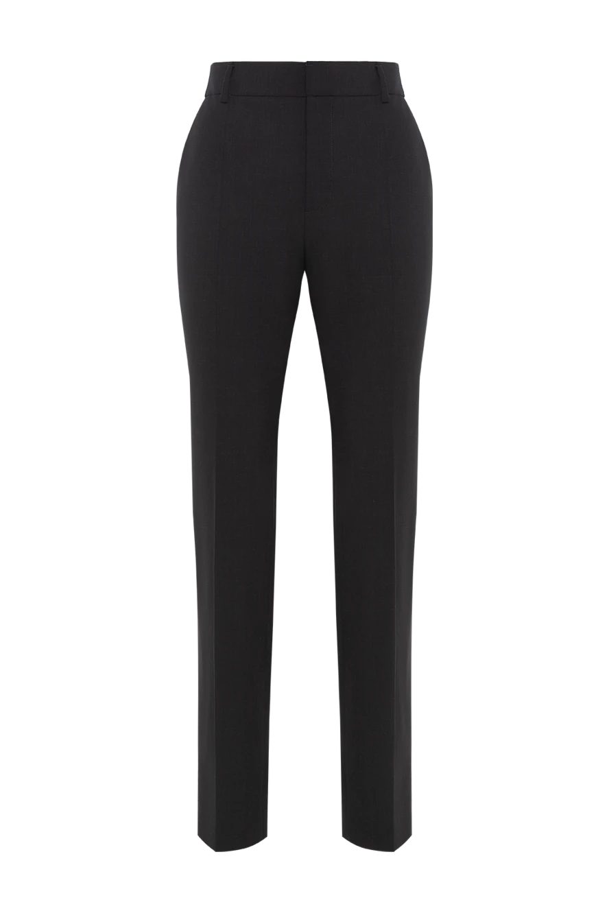 Brunello Cucinelli Black Skinny Pants With Monil Chain Women's - Monil chain, tucks. 75% wool, 23% polyamide, 1% elastane. Fastener: zipper. two side pockets, two back pockets. Country of manufacture: Italy. Care: specialized cleaning - photo 1