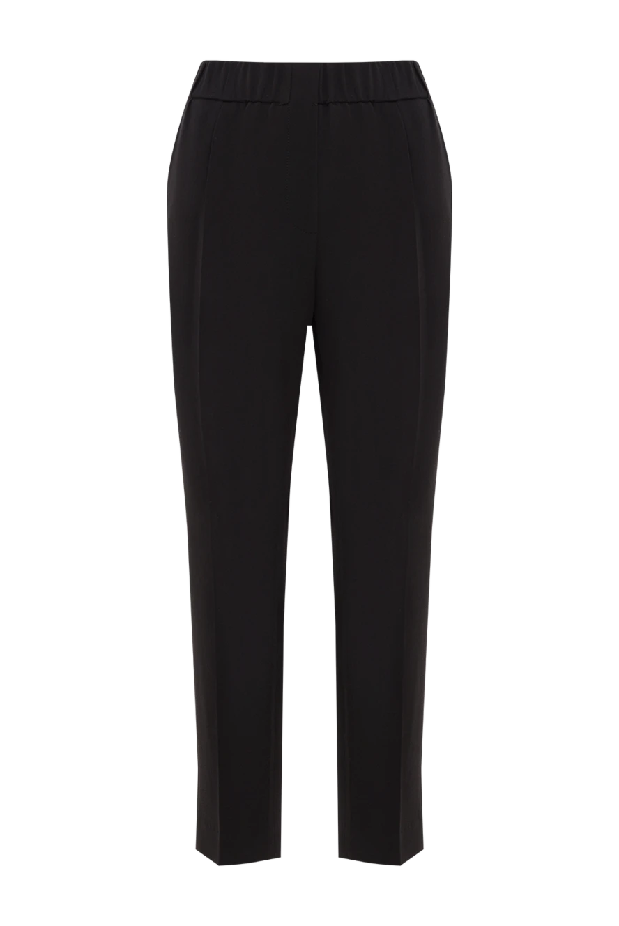 Brunello Cucinelli Black women's trousers with elastic waistband - 52% acetate, 48% silk. two side, two back pockets. Country of manufacture: Italy. Care: specialized cleaning - photo 1