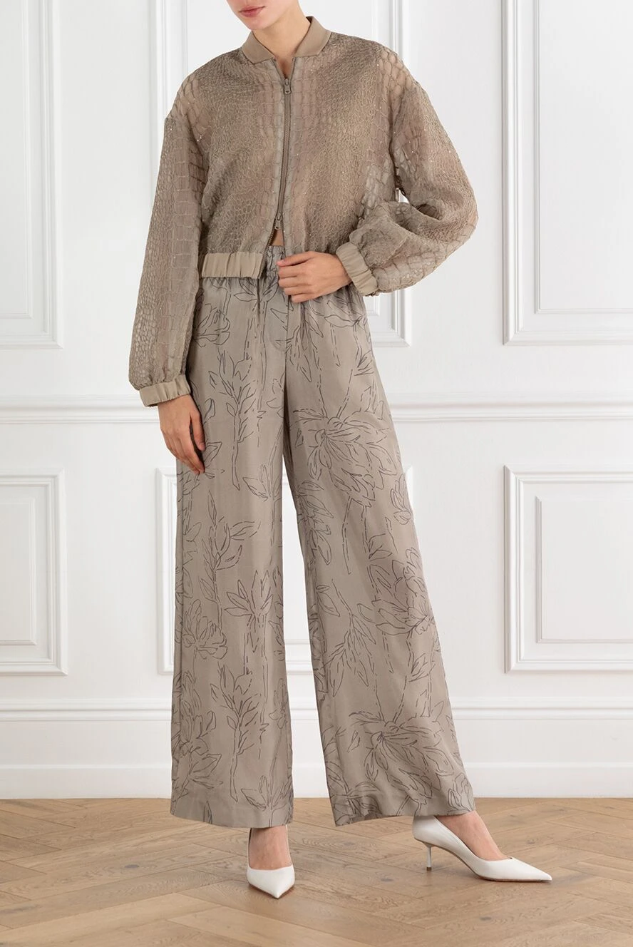 Brunello Cucinelli silk bomber jacket with crocodile embroidery