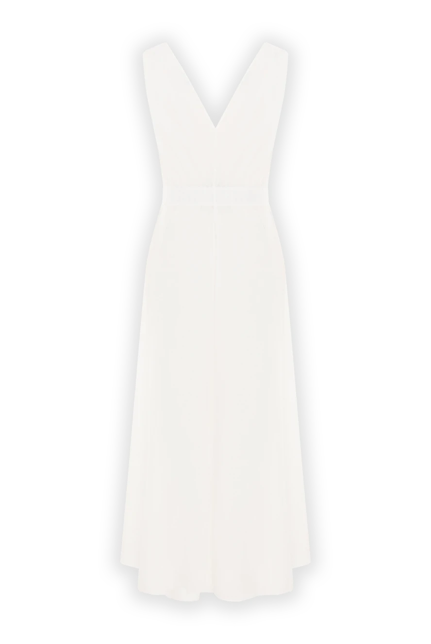 Brunello Cucinelli White V-neck dress with belt - 75% cotton, 25% polyamide. Fastener: belt. Country of manufacture: Italy. Care: specialized cleaning - photo 1