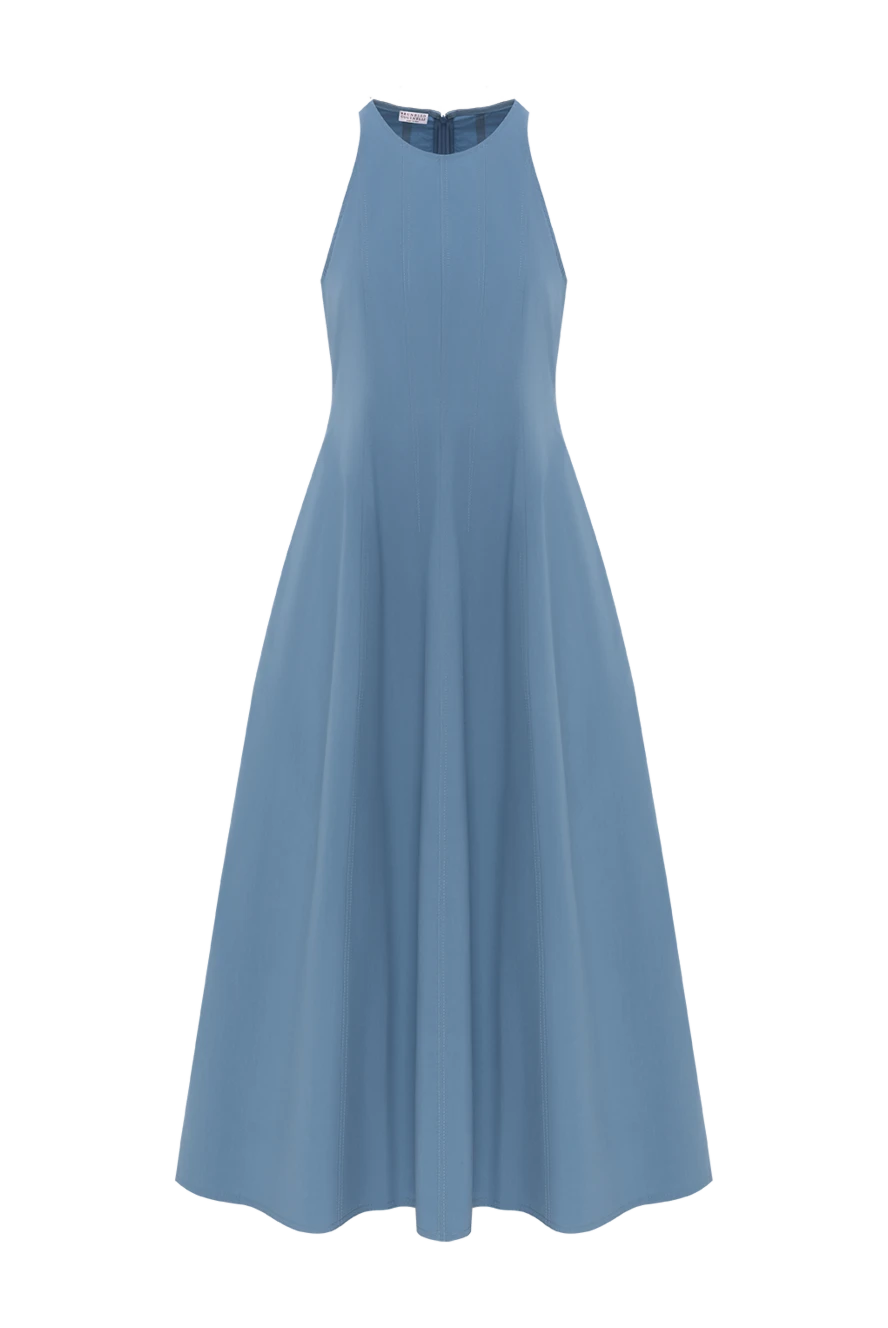 Brunello Cucinelli Blue cotton sleeveless dress - 100% cotton. Fastener: zipper. Country of manufacture: Italy. Care: specialized cleaning - photo 1