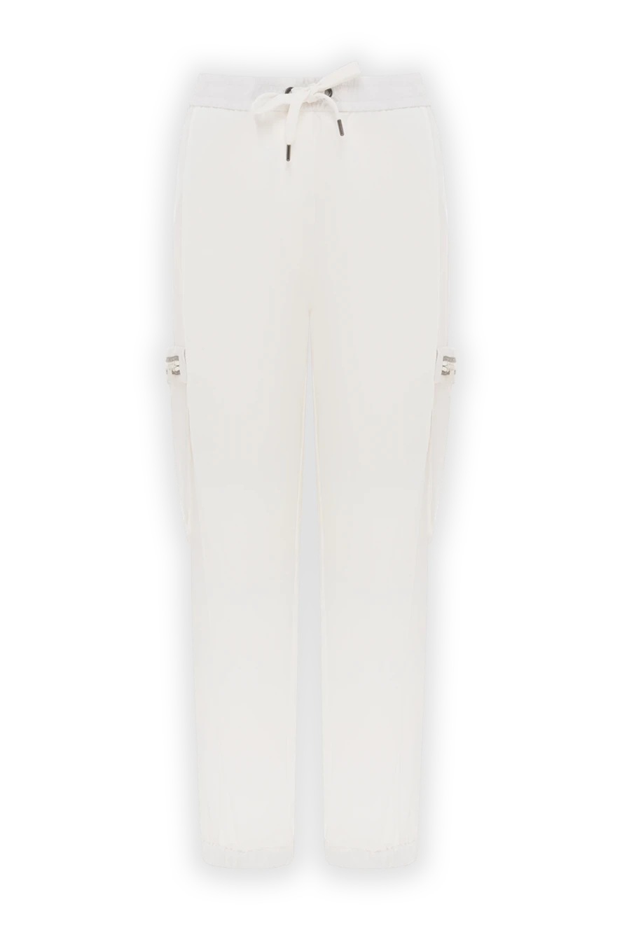 Brunello Cucinelli White cotton trousers with drawstring and pockets on the legs - 98% cotton, 2% elastane. zipper, button. two side pockets, two pockets on the legs. Country of manufacture: Italy. Care: specialized cleaning - photo 1