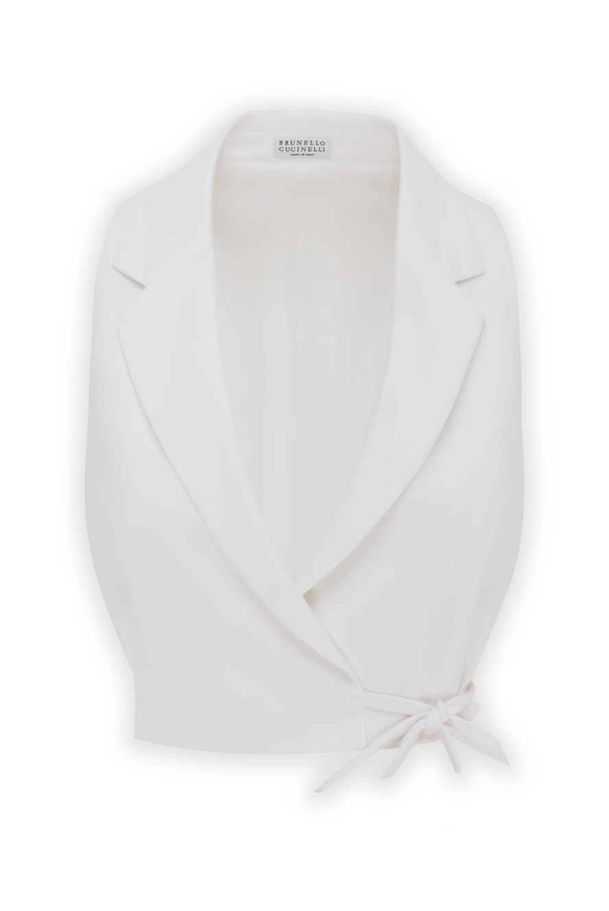 Brunello Cucinelli White cropped top made of cotton jersey fabric - 65% cotton, 29% polyamide, 6% elastane. ties. Country of manufacture: Italy. Care: specialized cleaning - photo 1