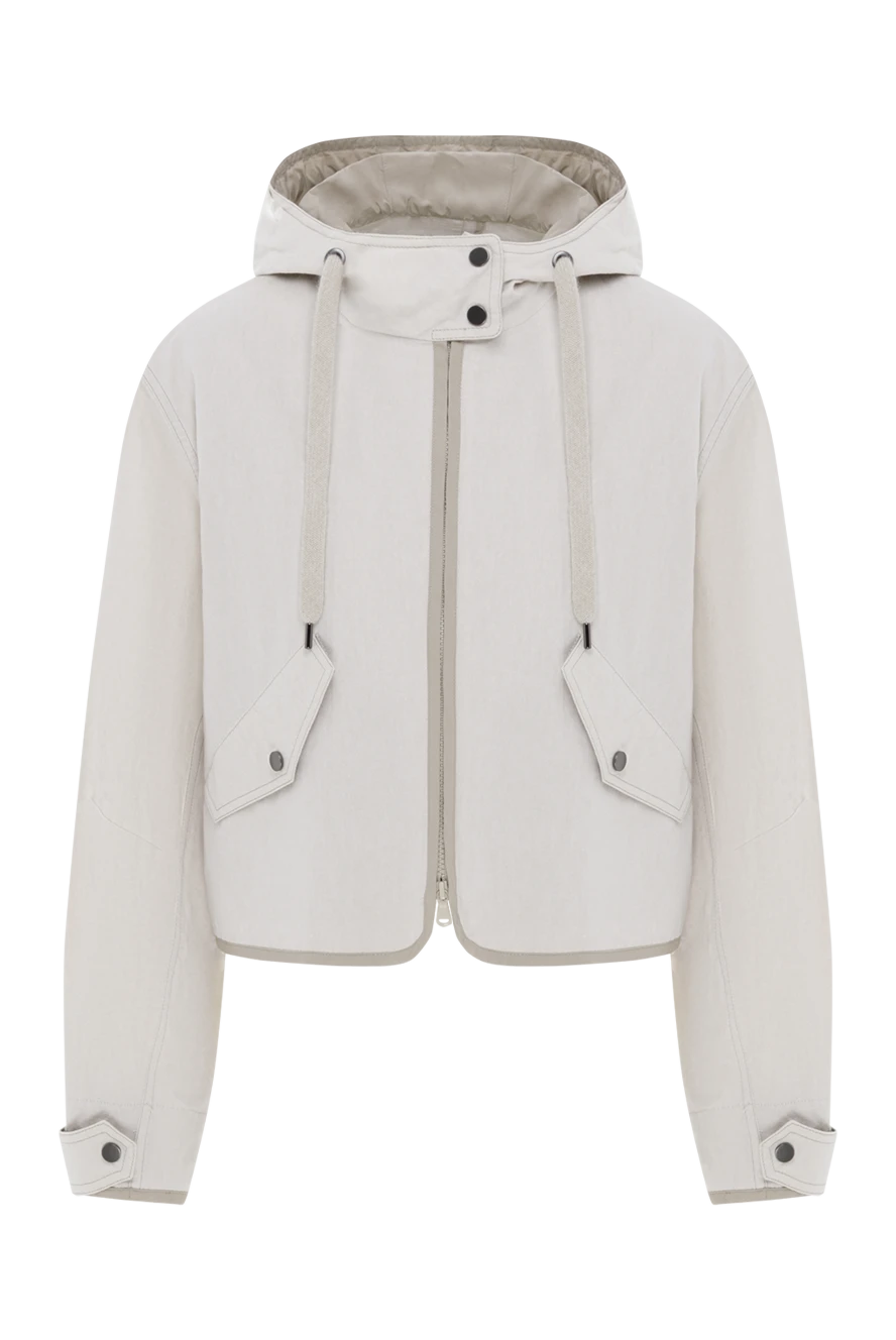 Brunello Cucinelli Короткая женская куртка из хлопковой смеси с капюшоном - капюшон. 68% хлопок, 32% полиэстер. молния. два боковых кармана. Страна производитель: Италия. Уход: специализированная чистка - фото 1