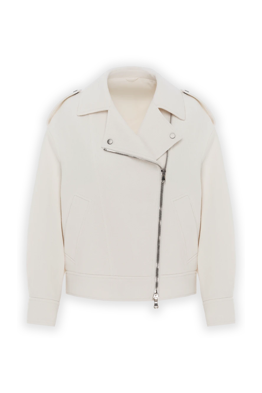 Brunello Cucinelli Herringbone cotton linen biker jacket - herringbone pattern. 66% cotton, 34% linen. Fastener: zipper. two side pockets. Country of manufacture: Italy. Care: specialized cleaning - photo 1