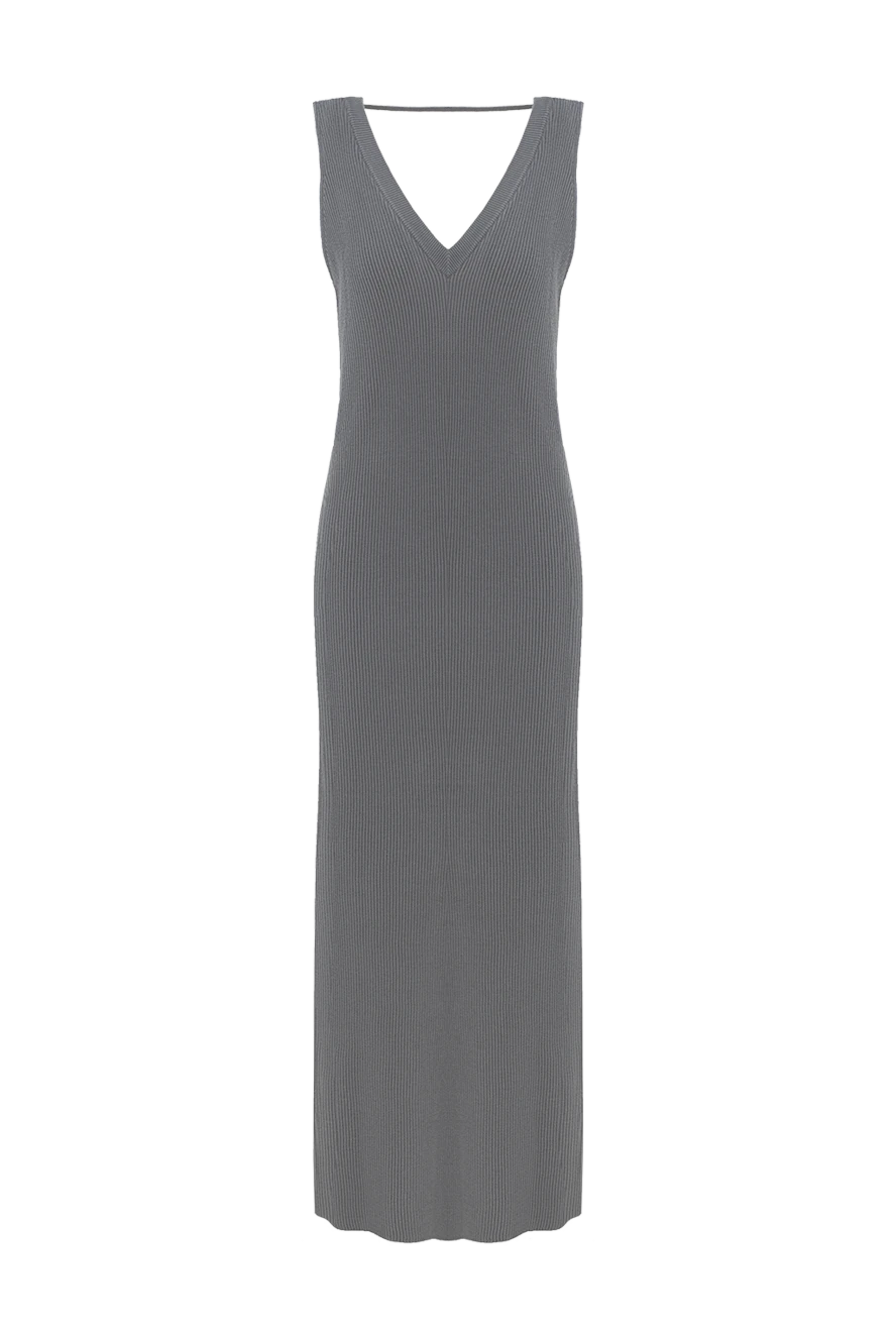 Brunello Cucinelli Grey ribbed cotton maxi dress with beading - beads, rib. . 100% cotton. Country of manufacture: Italy. Care: specialized cleaning - photo 1