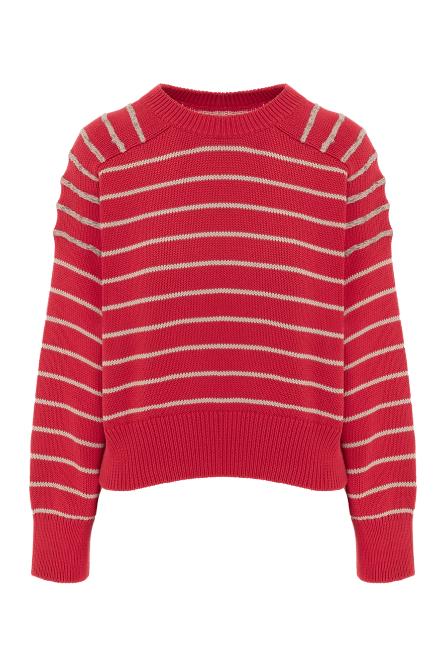 Brunello Cucinelli Красный джемпер из хлопка в полоску женский - узор полоска. 100% хлопок. Страна производитель: Италия. Уход: специализированная чистка - фото 1