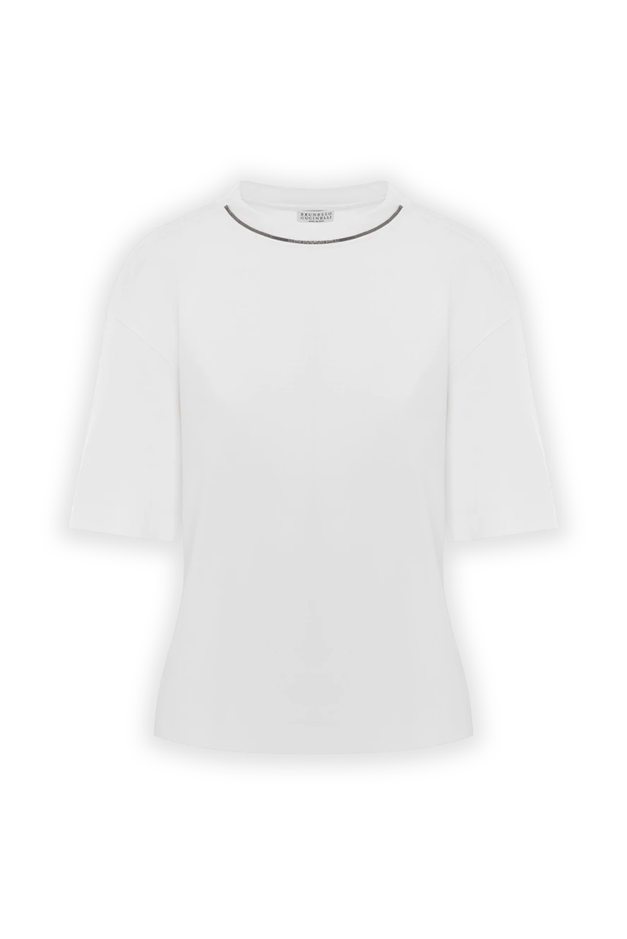Brunello Cucinelli White Women's Cotton T-Shirt with Monile Chain - Monil chain. 100% cotton. Country of manufacture: Italy. Care: specialized cleaning - photo 1