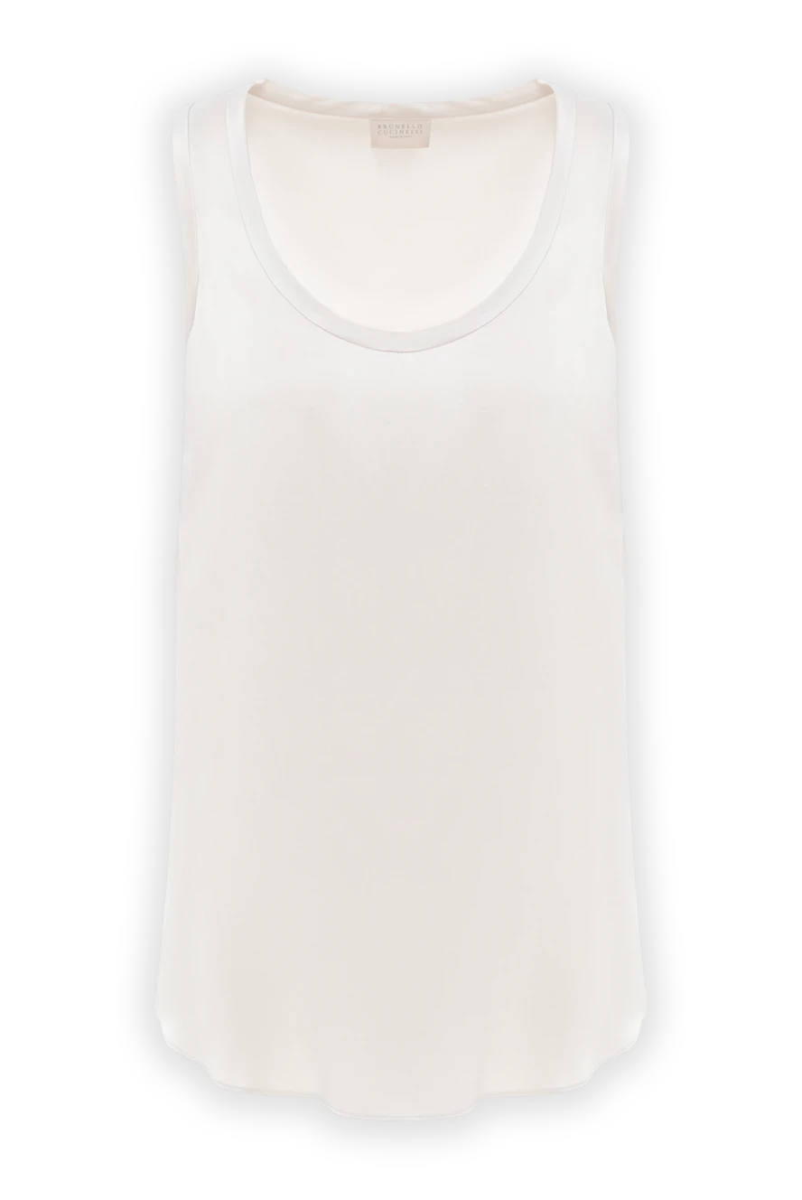 Brunello Cucinelli Reversible top made of elastic silk satin beige - 96% silk, 4% elastane. Country of manufacture: Italy. Care: specialized cleaning - photo 1