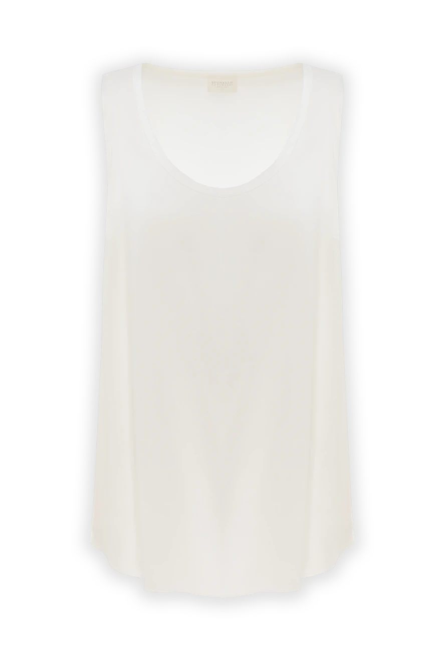 Brunello Cucinelli Basic white silk top - 96% silk, 7% elastane. Country of manufacture: Italy. Care: specialized cleaning - photo 1