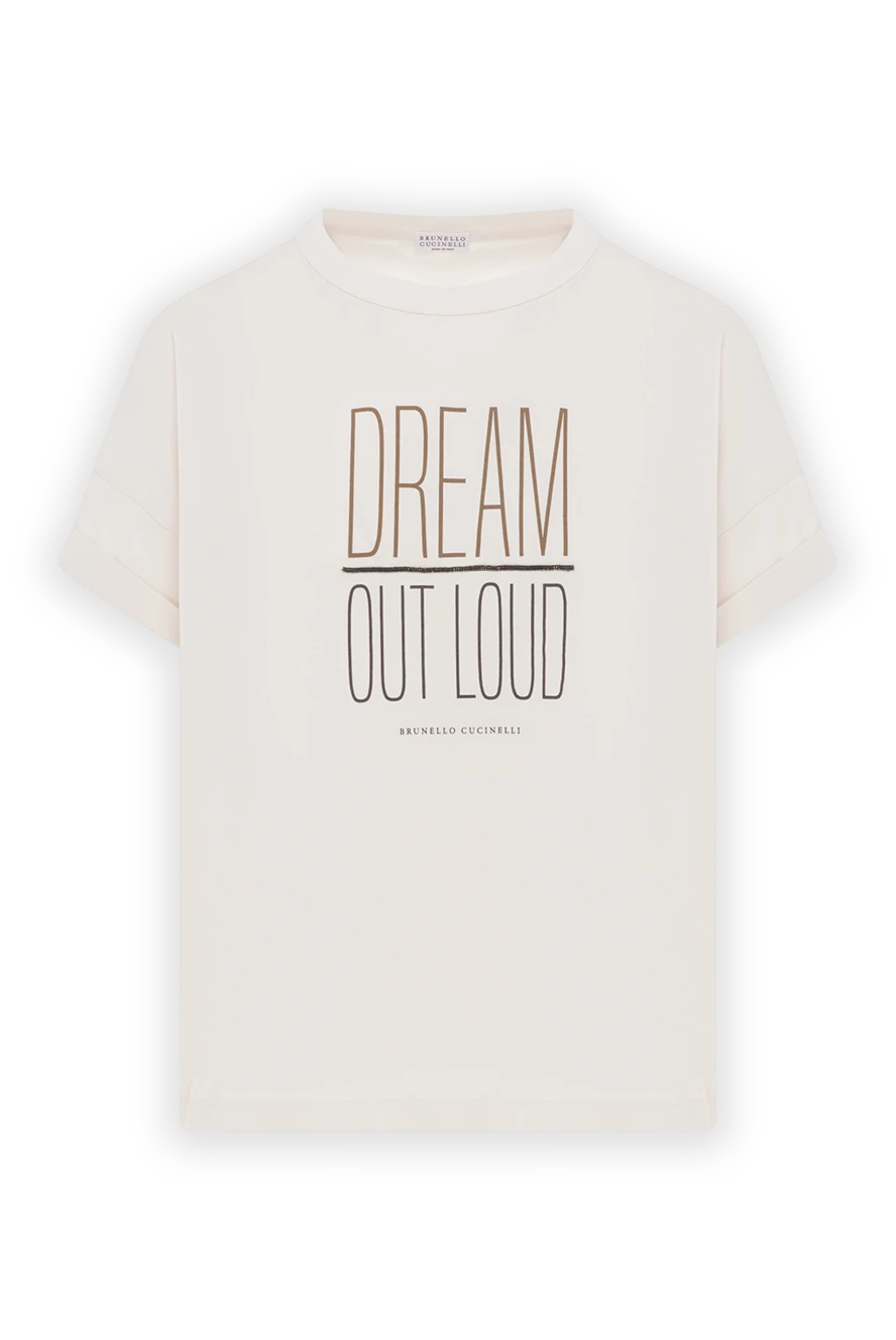 Brunello Cucinelli Cotton T-shirt with Dream out loud print beige women's - Dream out loud print. 100% cotton. Country of manufacture: Italy. Care: specialized cleaning - photo 1