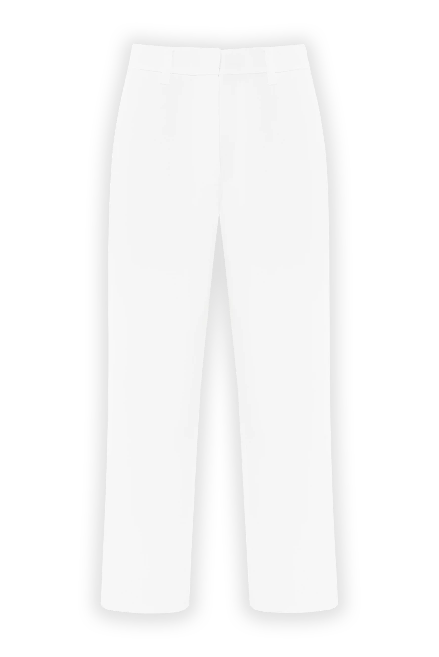 Brunello Cucinelli Snow-white cotton trousers for women with a classic line and impeccable fit - 100% cotton. Color: white. Fastener: buttons, zipper. Country of manufacture: Italy. Care: specialized cleaning - photo 1