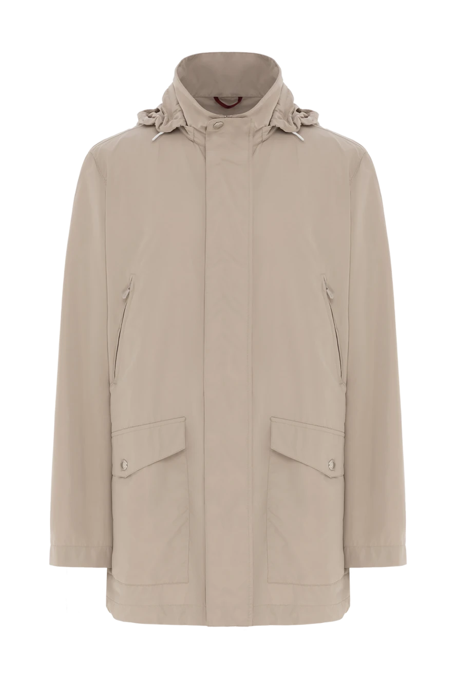 Brunello Cucinelli Чоловіча куртка-ветровка з капюшоном бежева - 70% полієстер, 30% поліамід. капюшон. дві бічні кишені. блискавка, кнопки. Країна виробник: Італія. Догляд: спеціалізоване чищення - фото 1