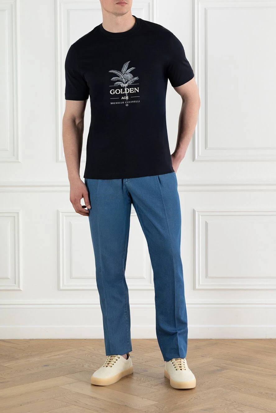 Brunello Cucinelli blue t-shirt for men the golden age made of