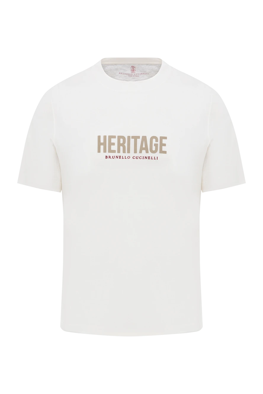 Brunello Cucinelli Біла футболка Heritrage з круглим вирізом з бавовняного джерсі - принт. 100% бавовна. Країна виробник: Італія. Догляд: спеціалізоване чищення - фото 1