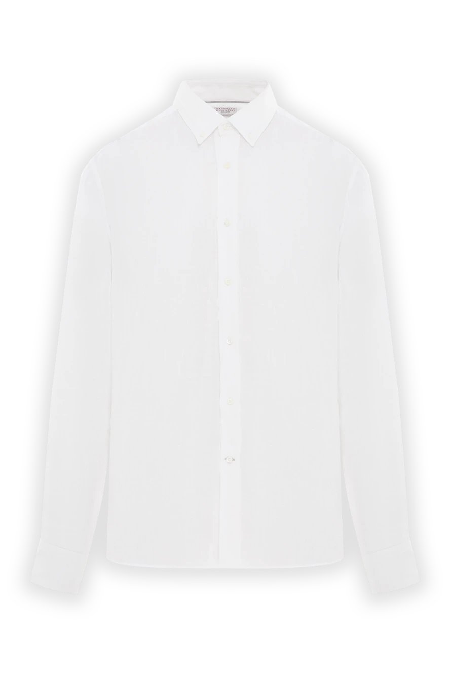 Brunello Cucinelli Classic White Linen Shirt for Men - 100% linen. buttons. Country of manufacture: Italy. Care: specialized cleaning - photo 1