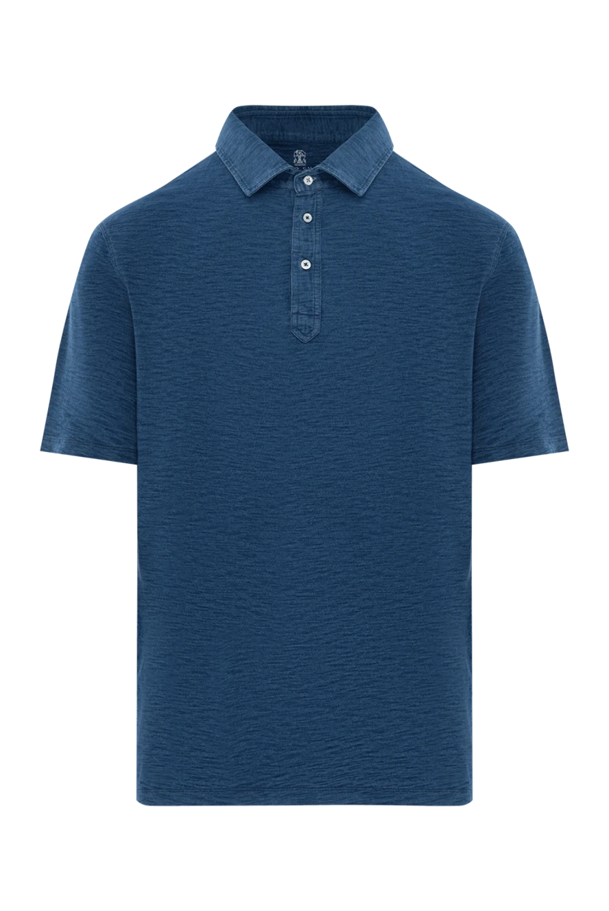 Brunello Cucinelli Men's Blue Cotton Polo Shirt - 100% cotton. buttons. Country of manufacture: Italy. Care: specialized cleaning - photo 1