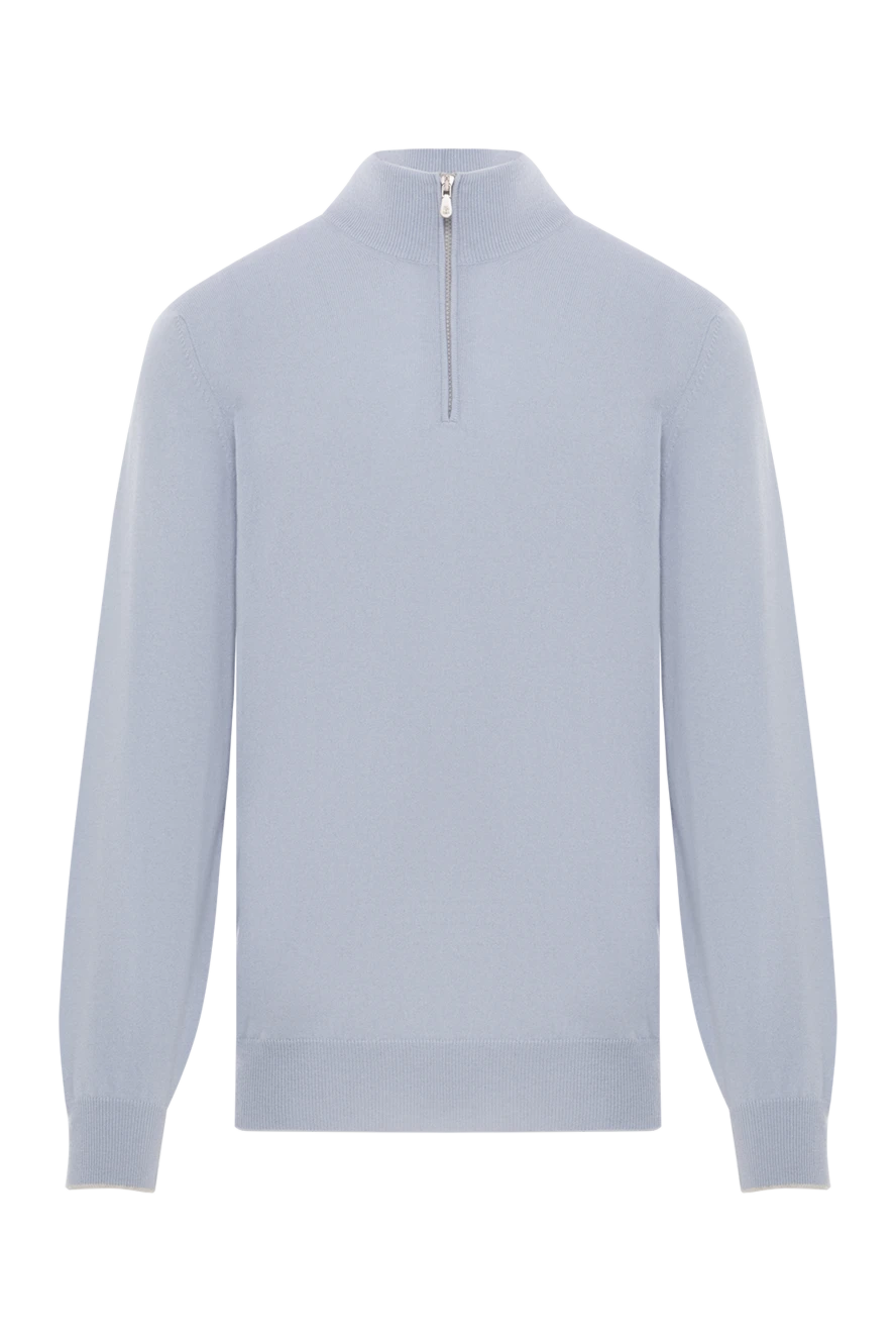 Brunello Cucinelli Кашемировый тройер с высоким воротом и застежкой-молнией на половину длины светло-голубой - 100% кашемир. молния. Страна производитель: Италия. Уход: специализированная чистка - фото 1
