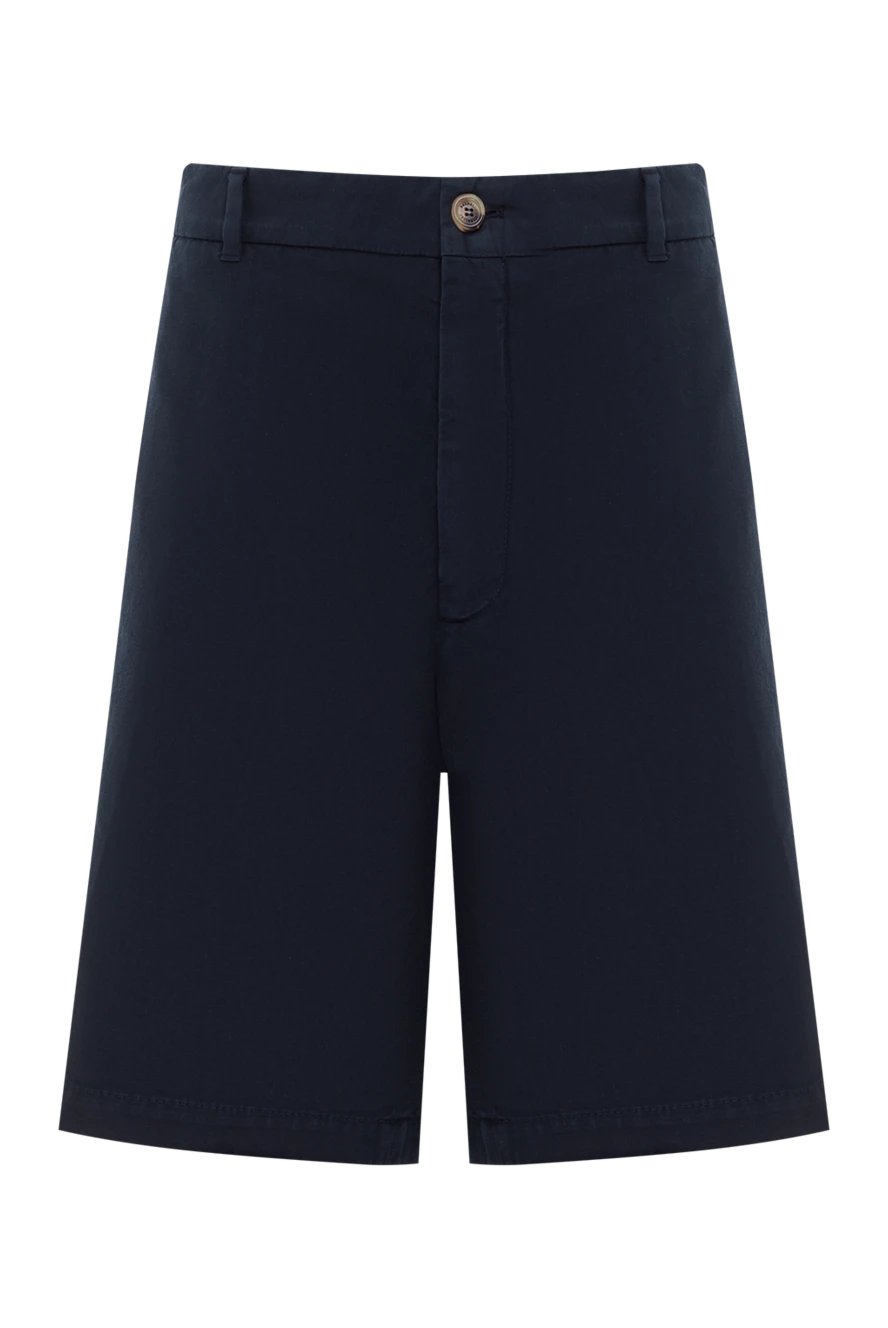 Brunello Cucinelli Blue men's cotton bermuda shorts - 100% cotton. button, zipper. two side, two back. Country of manufacture: Italy. Care: specialized cleaning - photo 1