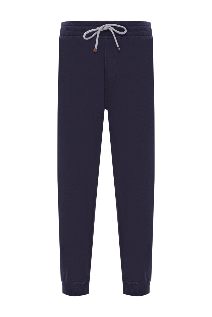 Brunello Cucinelli Джогеры из хлопкового футера синие с поясом на шнурке - 100% хлопок. Цвет: синий. кулиска. два боковых кармана. Страна производитель: Италия. Уход: специализированная чистка - фото 1