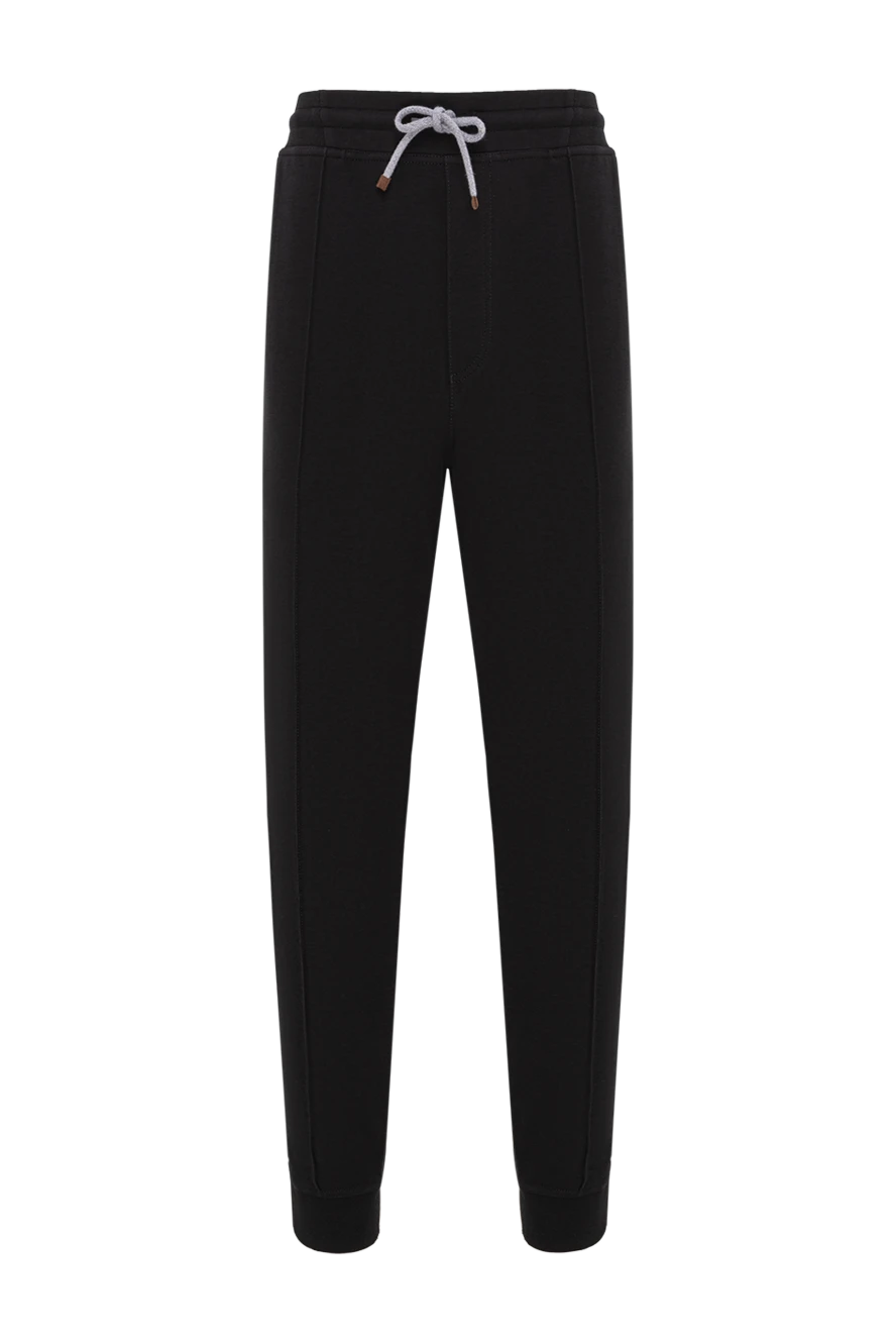 Brunello Cucinelli Men's black sweatpants with elastic waistband - 93% cotton, 7% polyamide. drawstring waistband. two side pockets, two back pockets. Country of manufacture: Italy. Care: specialized cleaning - photo 1