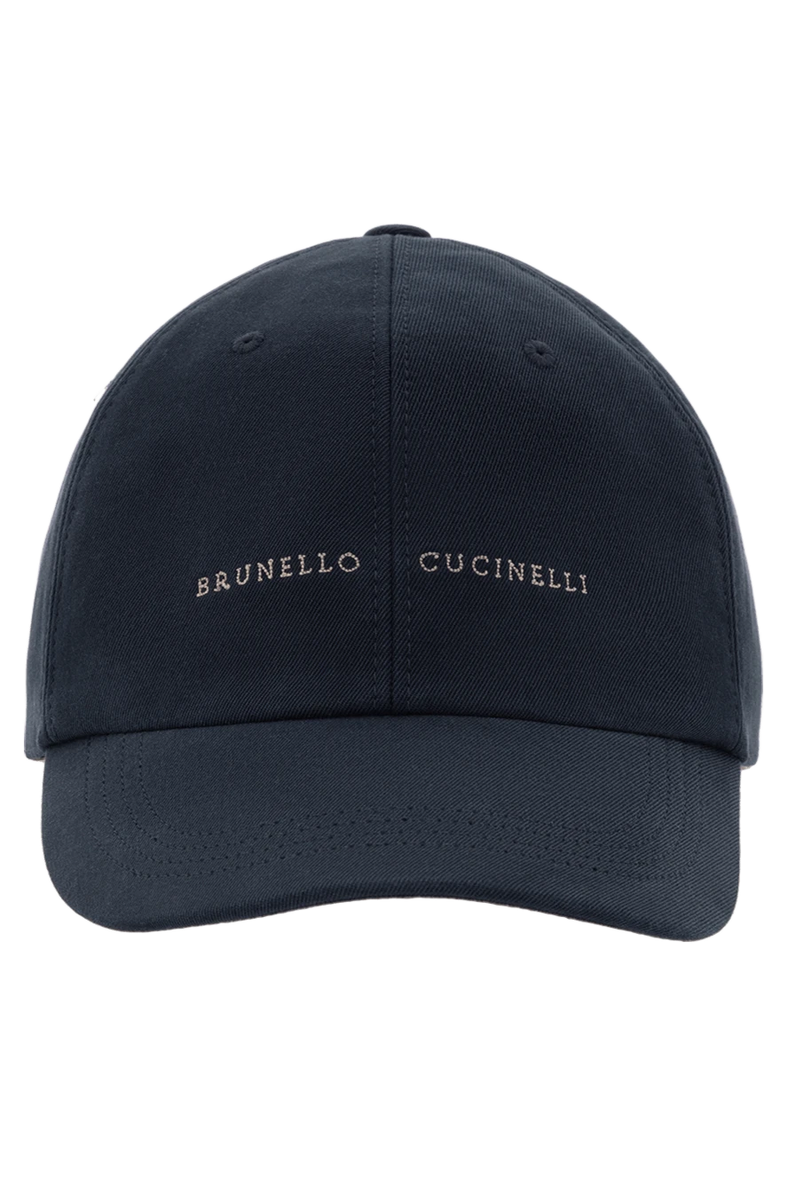 Brunello Cucinelli Baseball cap with embroidered logo blue men's cotton - embroidered logo. 100% cotton. Country of manufacture: Italy. Care: specialized cleaning - photo 1