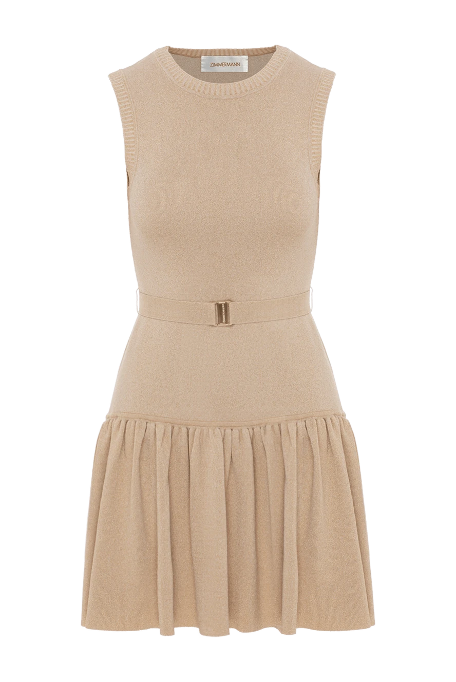 Zimmermann Acacia Metallic Cream Gold Knit Mini Dress - brand logo. 85% viscose, 6% metallic, 5% polyamide, 4% elastane. Fastener: belt. Country of manufacture: Italy. Care: specialized cleaning - photo 1