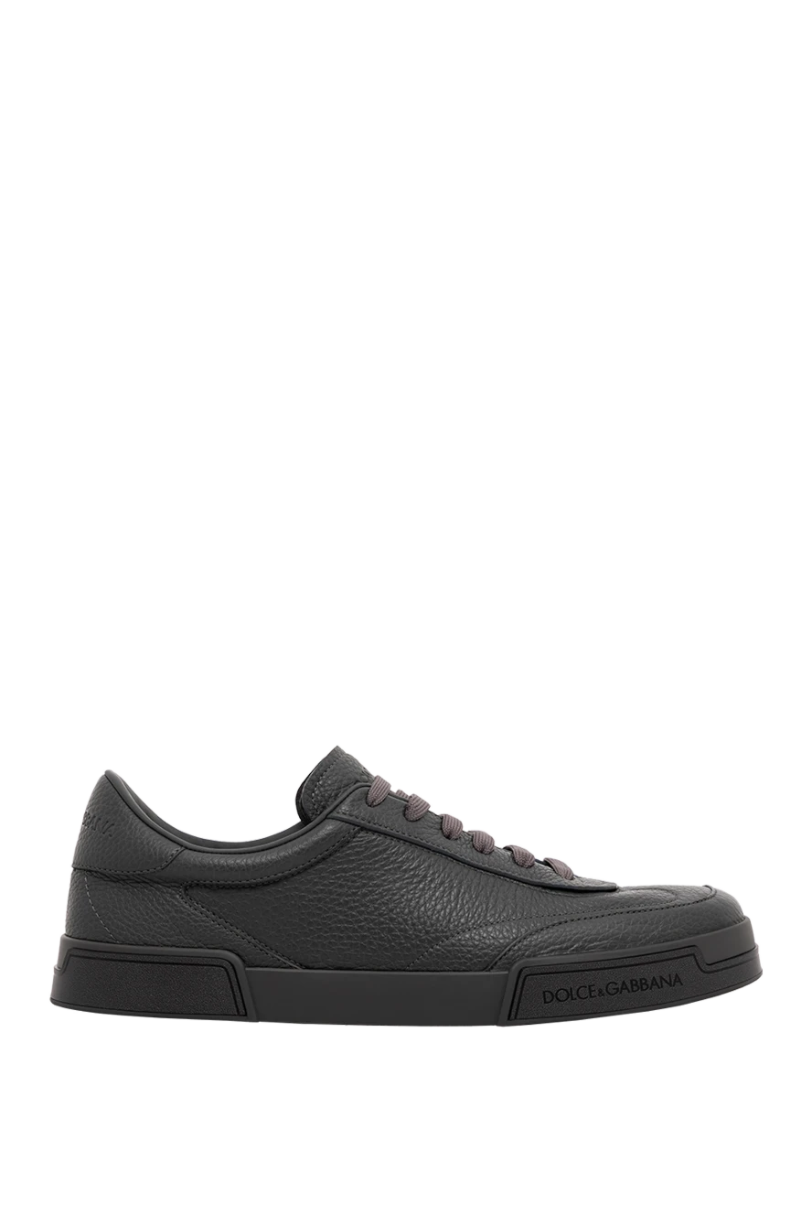 Dolce & Gabbana Portofino Yacht Sneakers in Crinkled Calfskin Grey - heel with logo. 75% calfskin 25% lambskin. leather sole. lace-up. Insole: calfskin with branded label. Country of manufacture: Italy. Care: specialized cleaning - photo 1