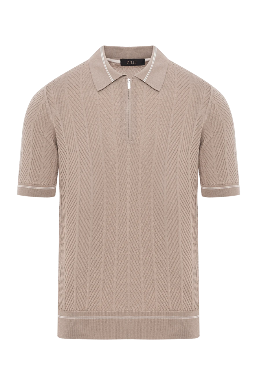 Zilli Поло на блискавці бежевого кольору із в'язаною структуроюз шовку - в'язаний малюнок. 100% шовк. блискавка. Країна виробник: Італія. Догляд: спеціалізоване чищення - фото 1