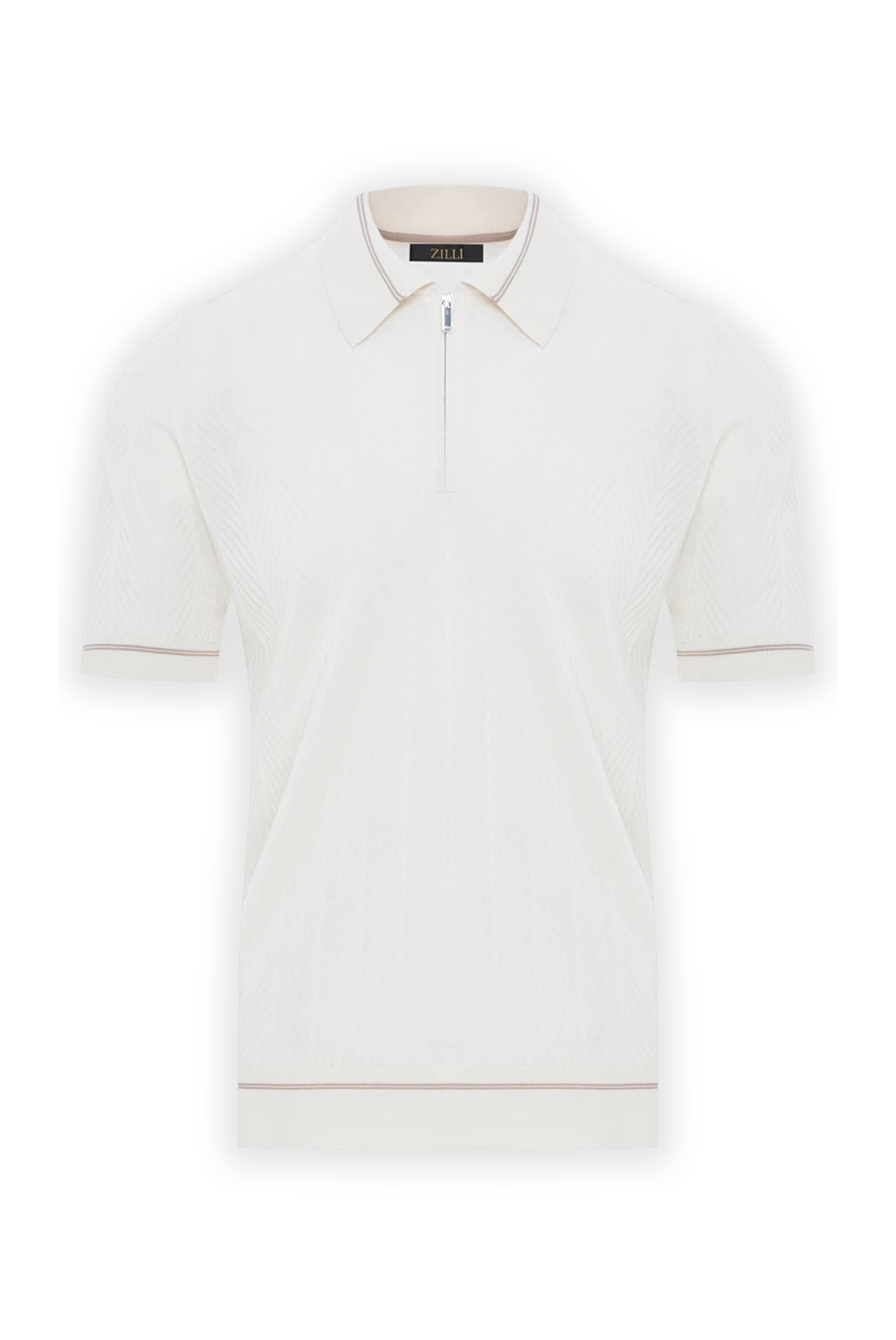 Zilli Поло на блискавці білого кольору із в'язаною структуроюз шовку - в'язаний малюнок. 100% шовк. блискавка. Країна виробник: Італія. Догляд: спеціалізоване чищення - фото 1