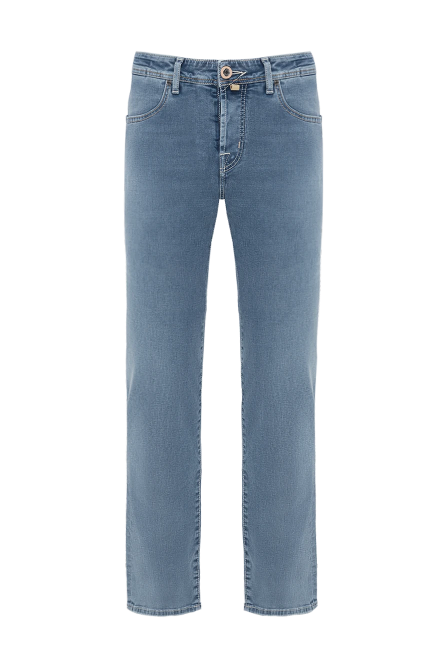 Jacob Cohen Bard Light Blue 5 Pocket Jeans with Logo Patch - abrasions. 82% cotton, 11% lyocell, 7% elastane. zipper. five pockets. Country of manufacture: Italy. Care: specialized cleaning - photo 1