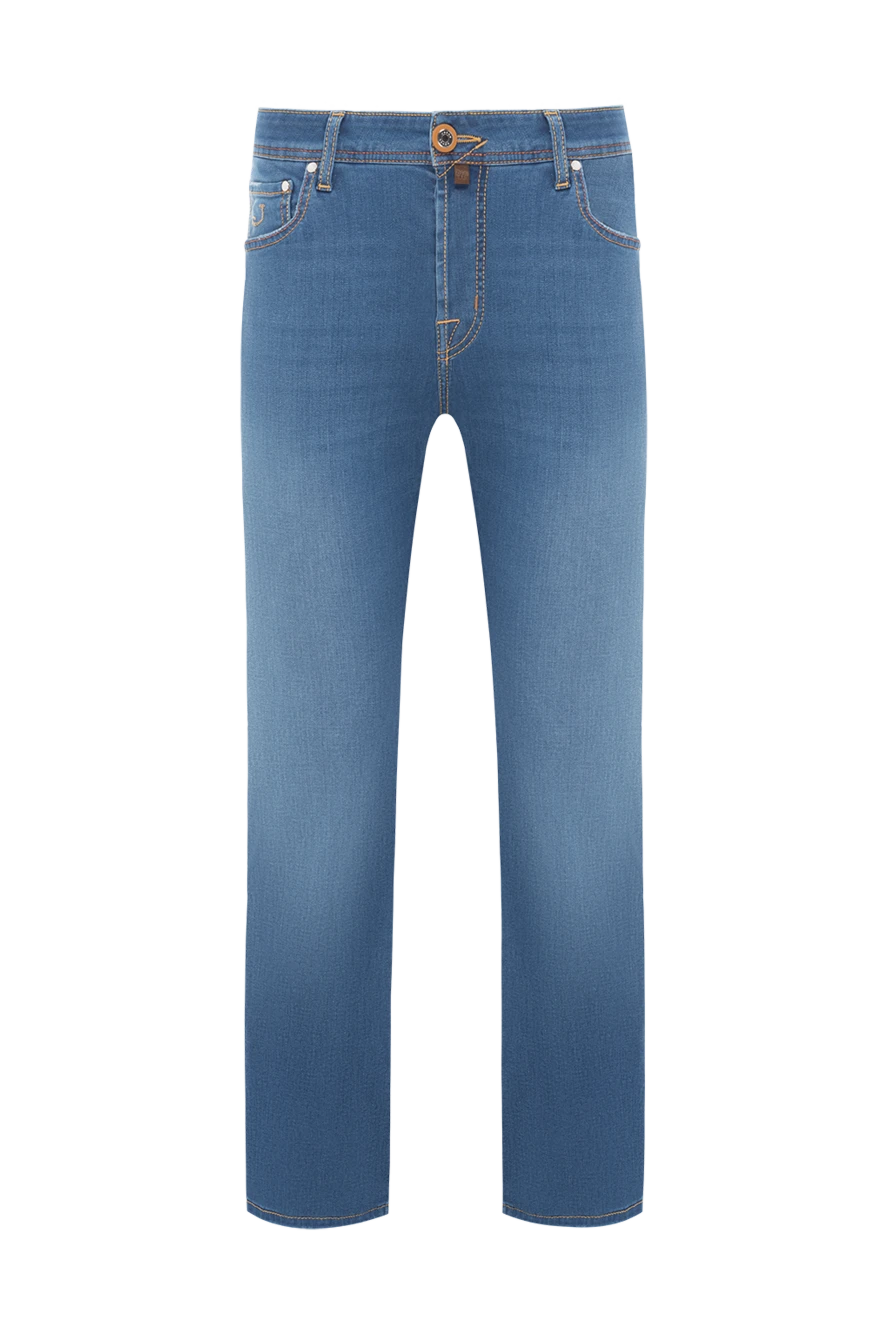 Jacob Cohen Men's Blue Wash Five Pocket Jeans - brand logo. . 82% cotton, 11% lyocell, 7% elastane. button, zipper. five pockets. Country of manufacture: Italy. Care: specialized cleaning - photo 1