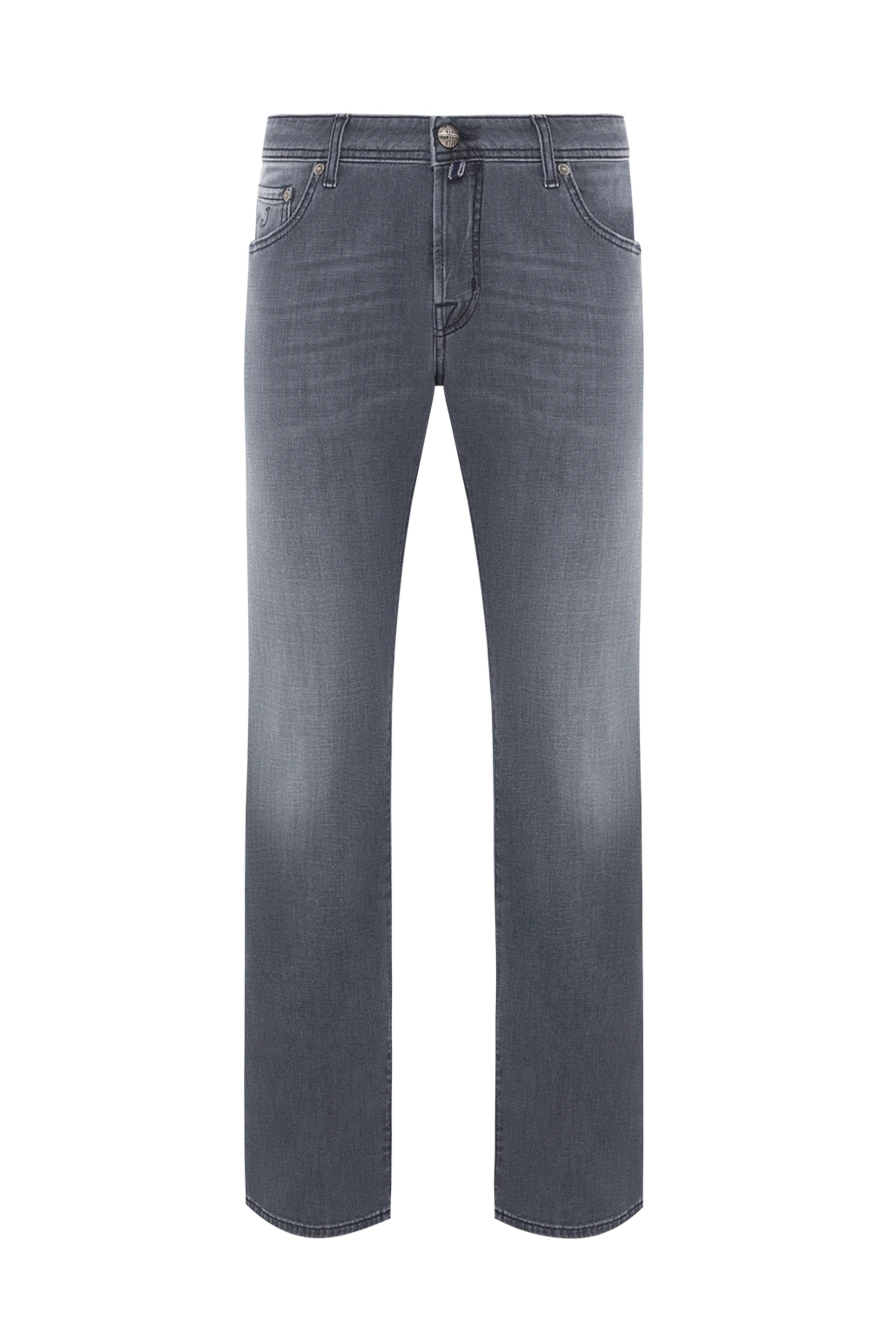 Jacob Cohen Men's Grey Stretch Cotton Distressed Jeans - brand logo. . 92% cotton, 8% elastane. button, zipper. five pockets. Country of manufacture: Italy. Care: specialized cleaning - photo 1